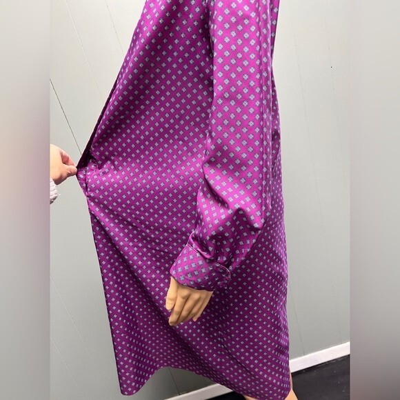 Vintage 70's purple and teal geometric shirt dress. Button Down Collared. Size L - Picture 7 of 14